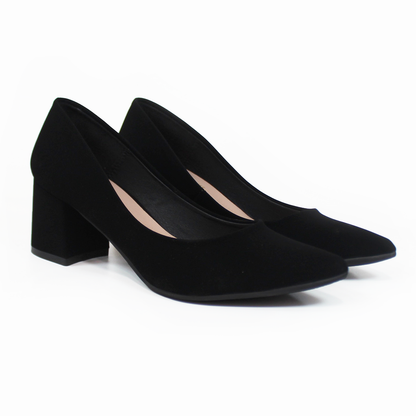 Zapatilla Tacón Bajo Cuadrado Negro Ante con Memory Foam de Dama G.LOREN