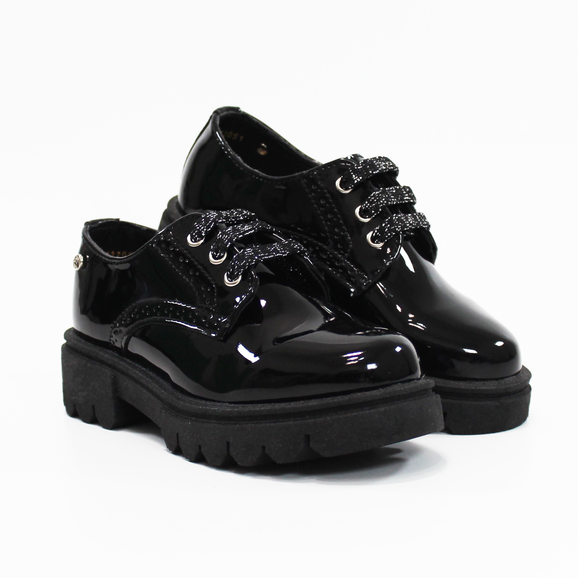 Agujetas Zapatos Cerrados Escolares Zapato Escolar De Cintas Negro