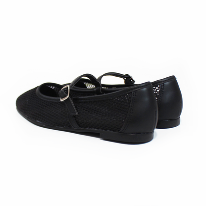 Flat Mary Jane Mesh Negro con Confort LADY PAULINA