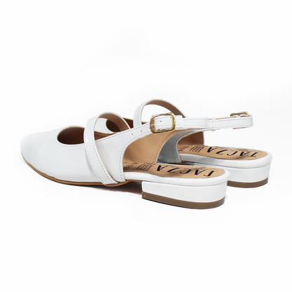 Flat Slingback Destalonada Blanco Charol TACZA