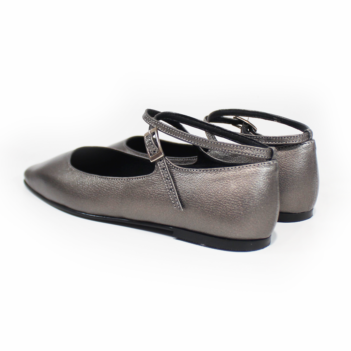 Flat de Piel Inox con Pulsera Cruzada en Tobillo STEFANIA