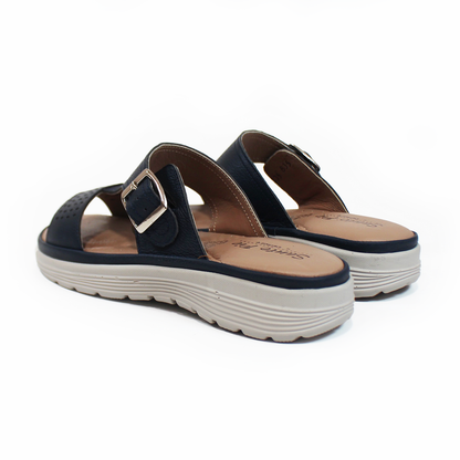 Sandalia Confort de Piel Marino de Metedera con Perforaciones de Dama STEFANIA