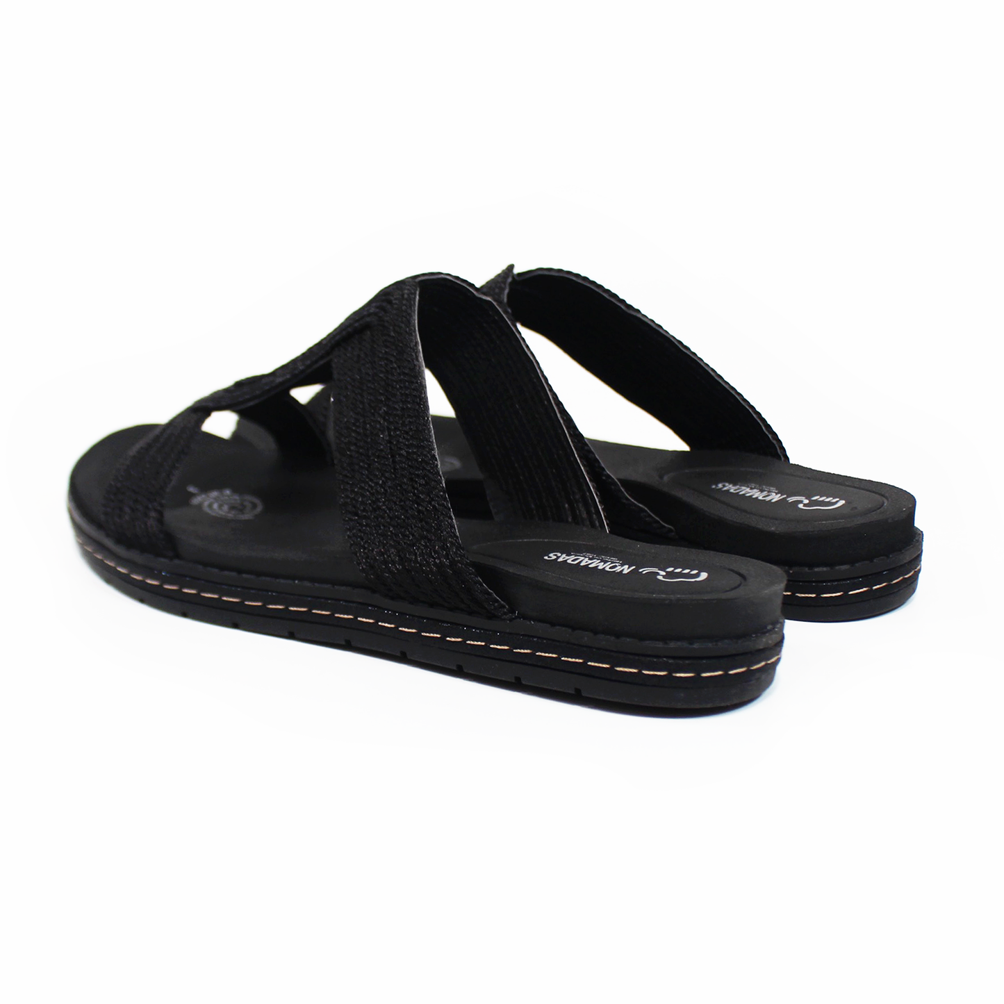 Sandalia NOMADAS de piso Comfy con Tejido Negro de Dama
