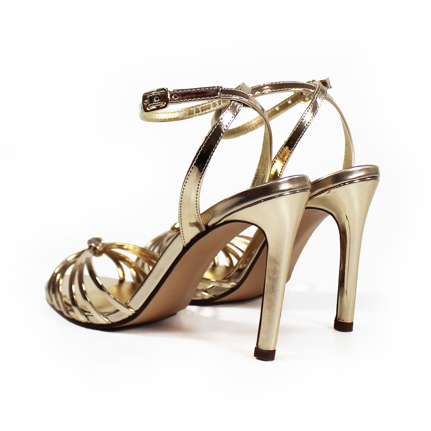 Sandalia de Fiesta Oro Tacón Stiletto y Pulsera en Tobillo SENTIES