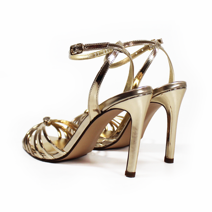 Sandalia de Fiesta Oro Tacón Stiletto y Pulsera en Tobillo SENTIES