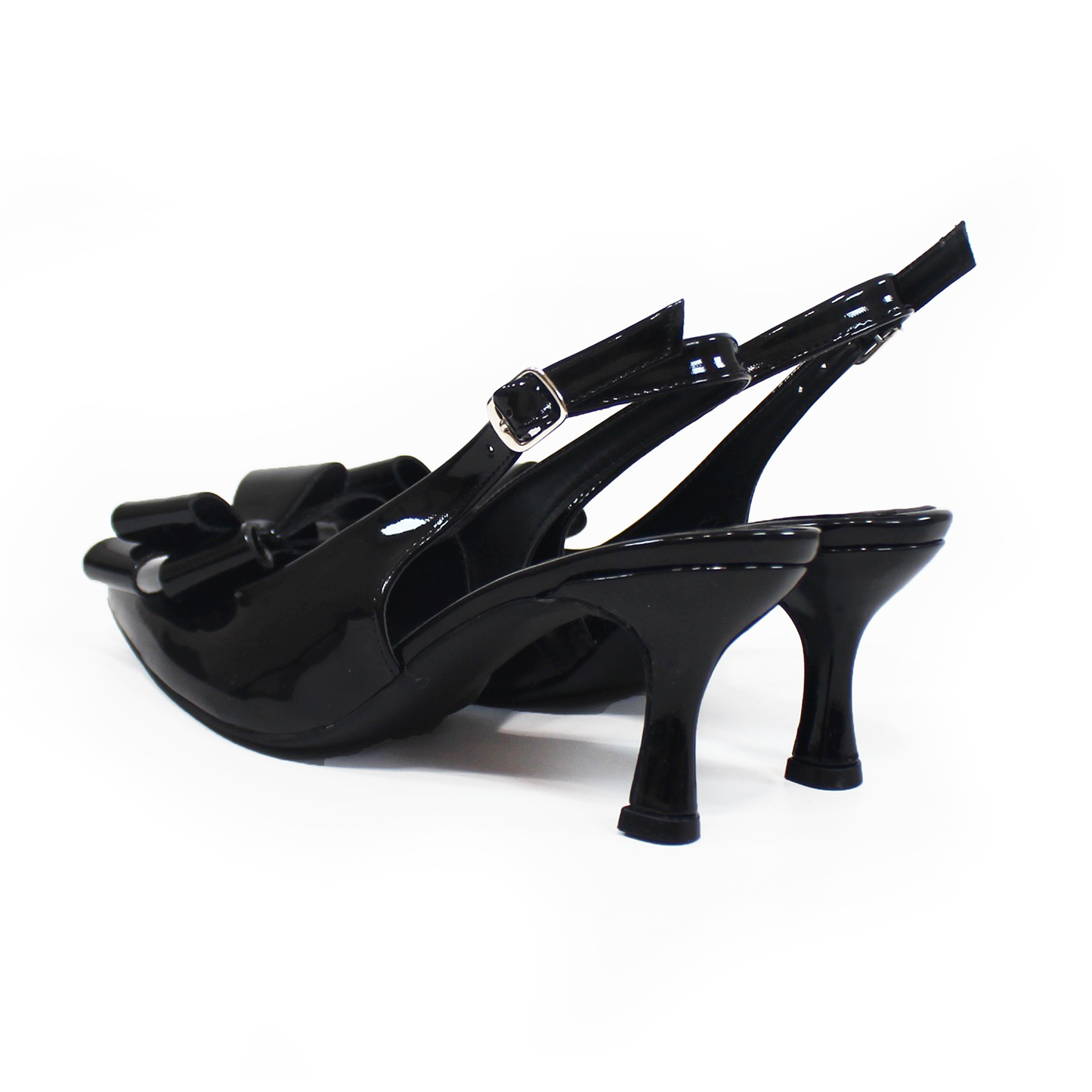 Zapatilla Puntal con Moño Slingback Negro Charol TACZA