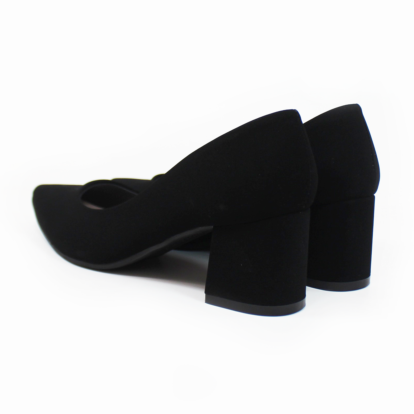 Zapatilla Tacón Bajo Cuadrado Negro Ante con Memory Foam de Dama G.LOREN