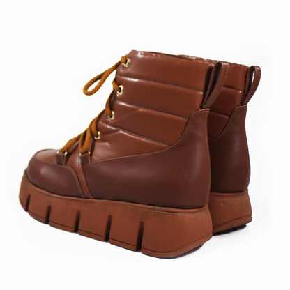 Botín Acolchado de Cintas Casual de Plataforma color Tan SUAVE CAMINAR