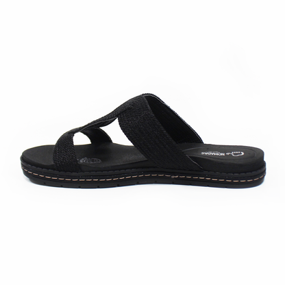 Sandalia NOMADAS de piso Comfy con Tejido Negro de Dama