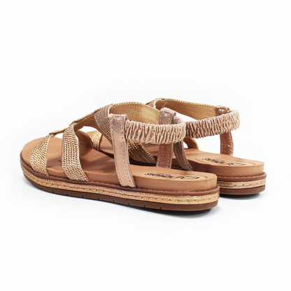 Sandalia de Piso con Tejido y Elástico Bronce de Dama NOMADAS