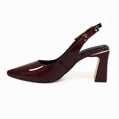 Zapatilla Slingback Vino Charol con Hebilla Grande MACADA