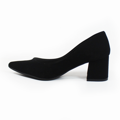 Zapatilla Tacón Bajo Cuadrado Negro Ante con Memory Foam de Dama G.LOREN