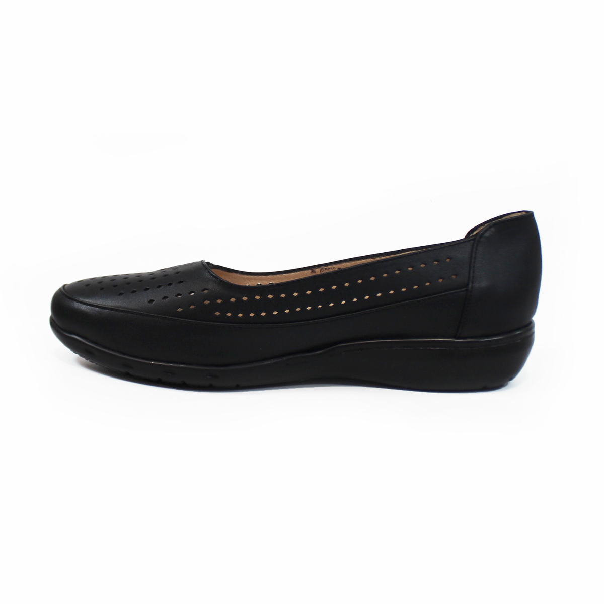 Zapato Confort de Piel Perforado Negro de Dama SUAVE CAMINAR