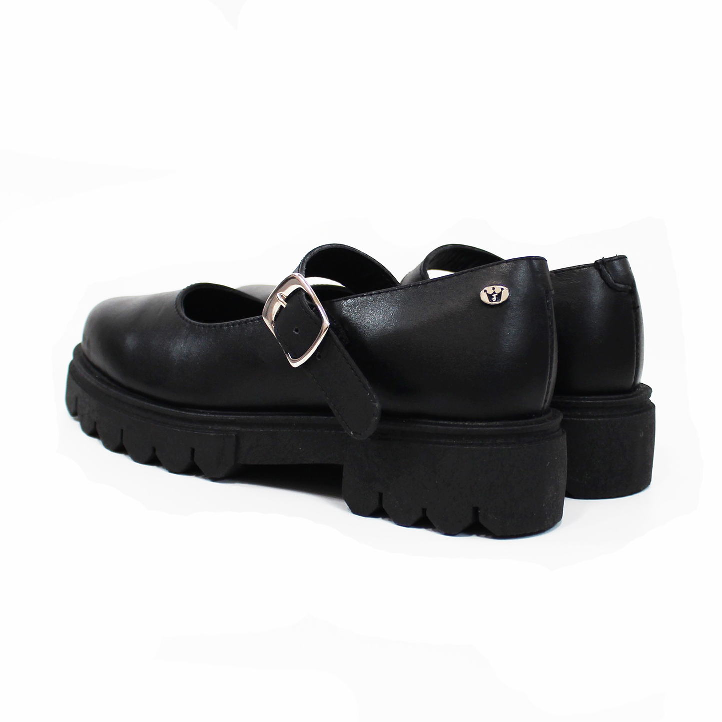 Zapato Escolar de Piel Chunky de Niña con Hebilla Negro JAKUNA