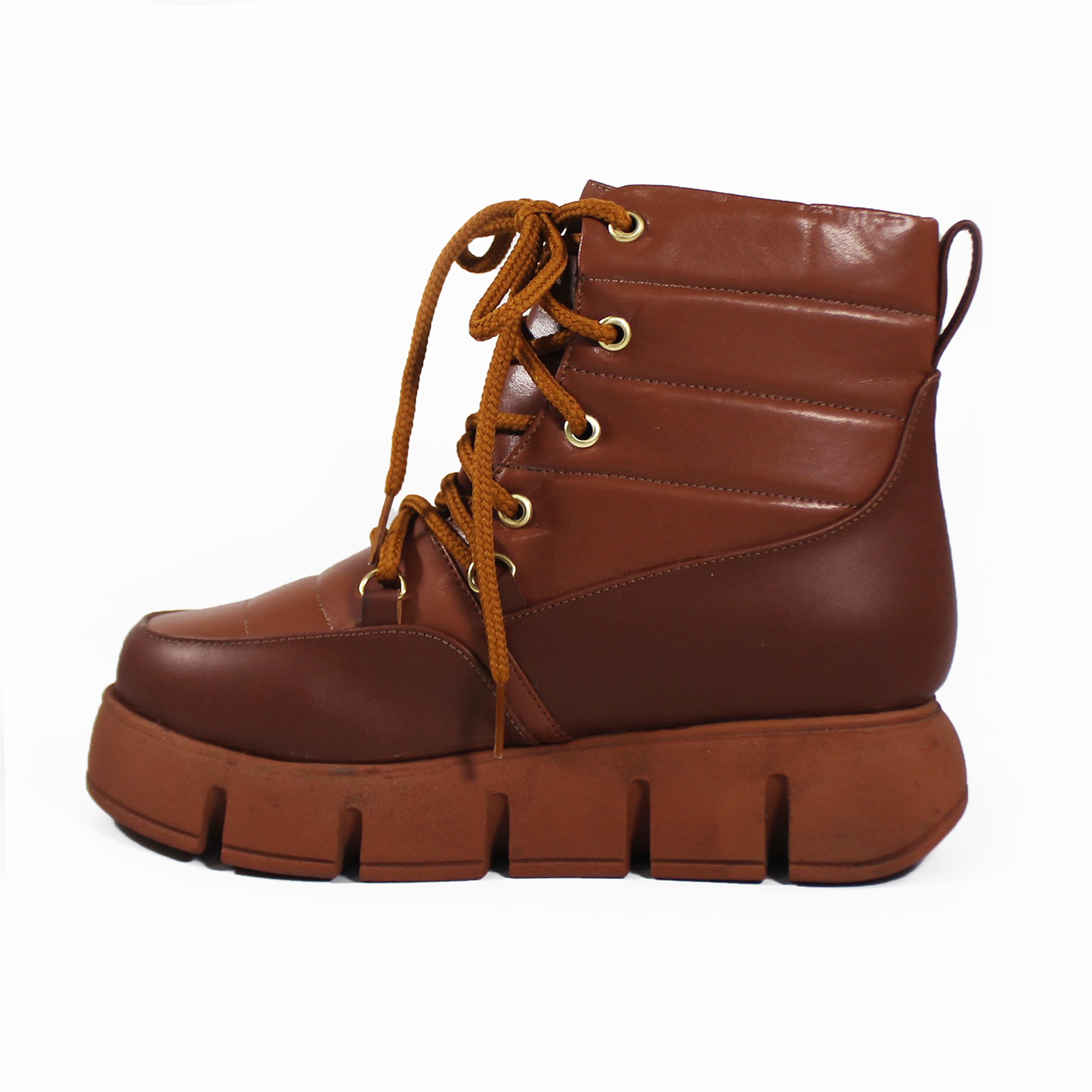 Botín Acolchado de Cintas Casual de Plataforma color Tan SUAVE CAMINAR