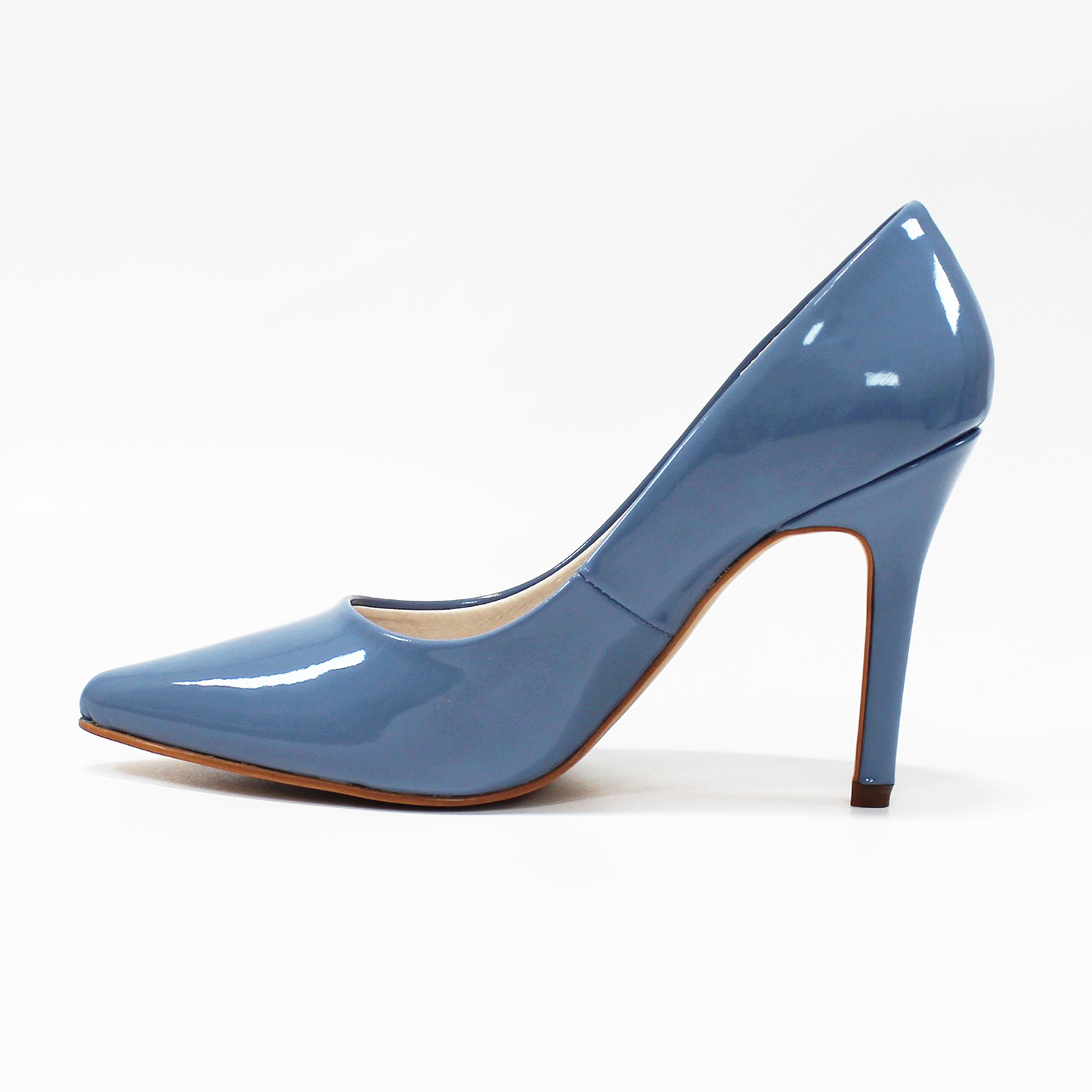 Stiletto Zapatilla Azul Charol con Memory Foam de Dama G.LOREN