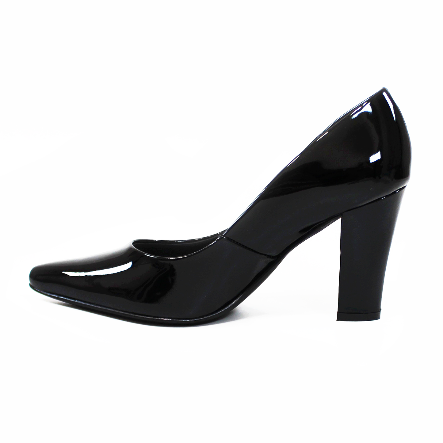 Zapatilla Negro Charol de Tacón Grueso con Memory Foam de Dama G.LOREN
