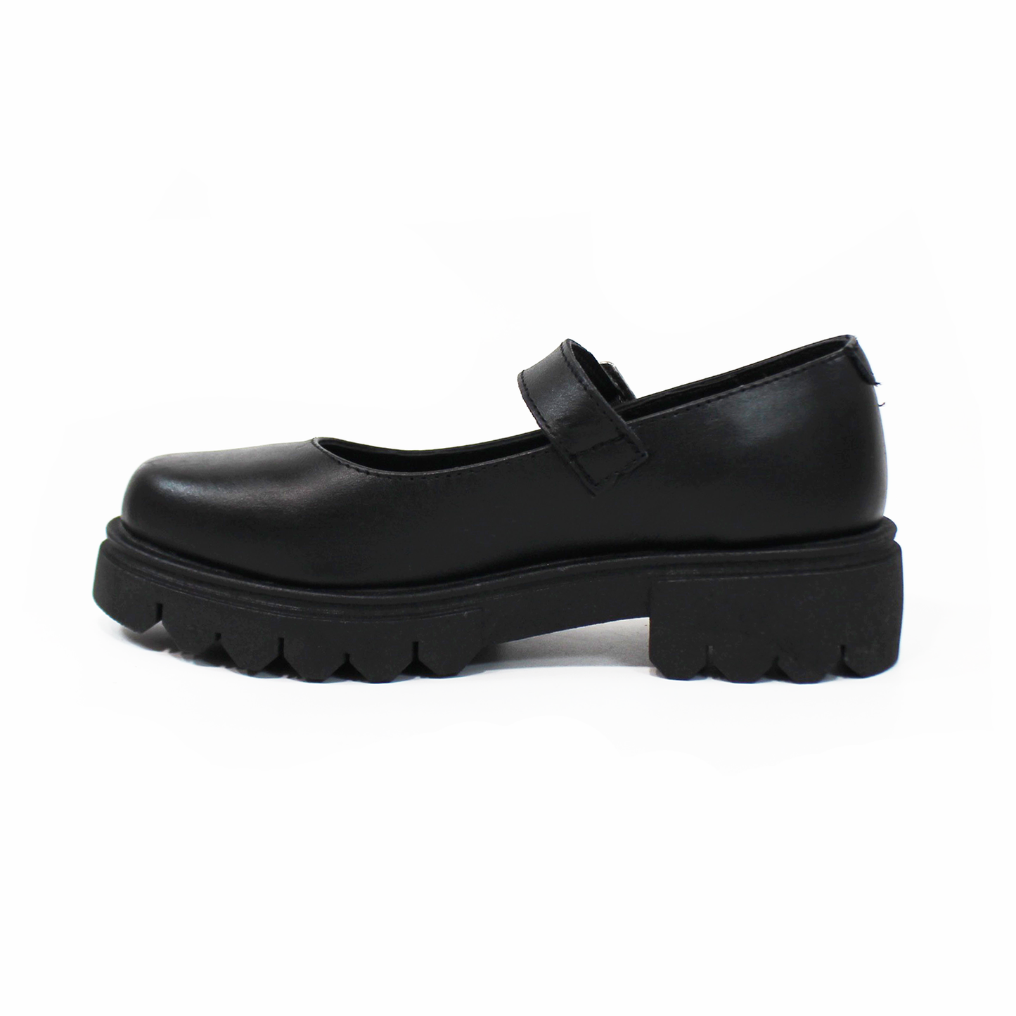 Zapato Escolar de Piel Chunky de Niña con Hebilla Negro JAKUNA