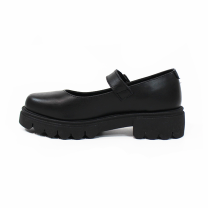 Zapato Escolar de Piel Chunky de Niña con Hebilla Negro JAKUNA