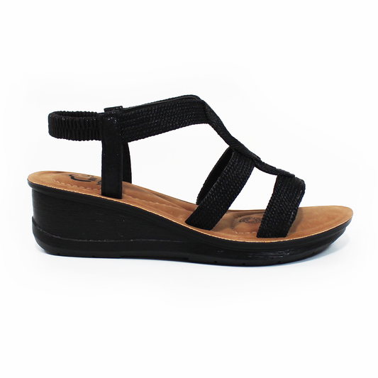 Sandalia NOMADAS con Plataforma de Tejido Negra de Dama