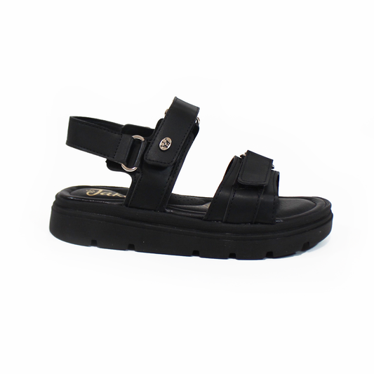 Sandalia de Niña Plataforma con Velcro color Negro JAKUNA