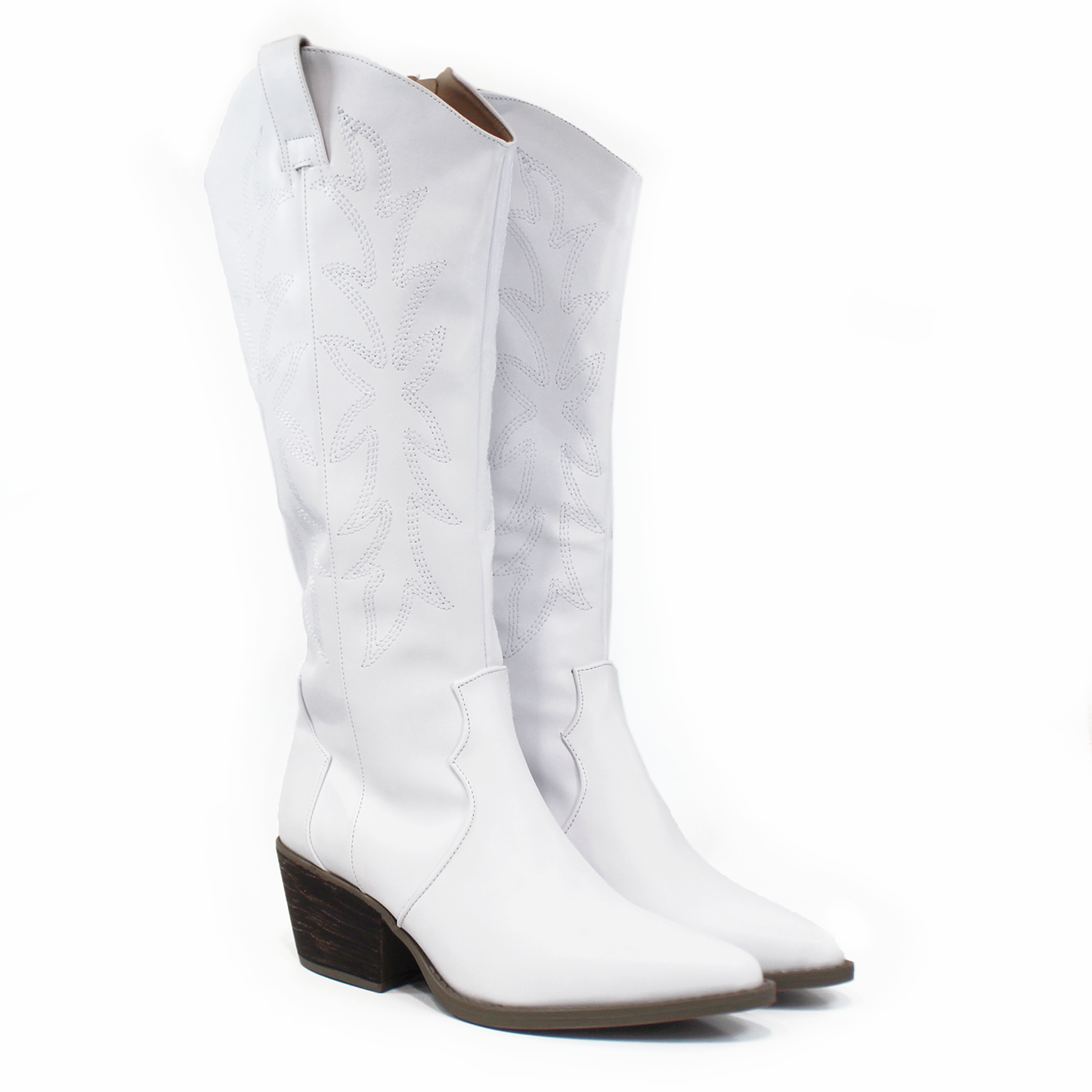 Bota Vaquera Alta Blanca con Bordado de Dama TACZA