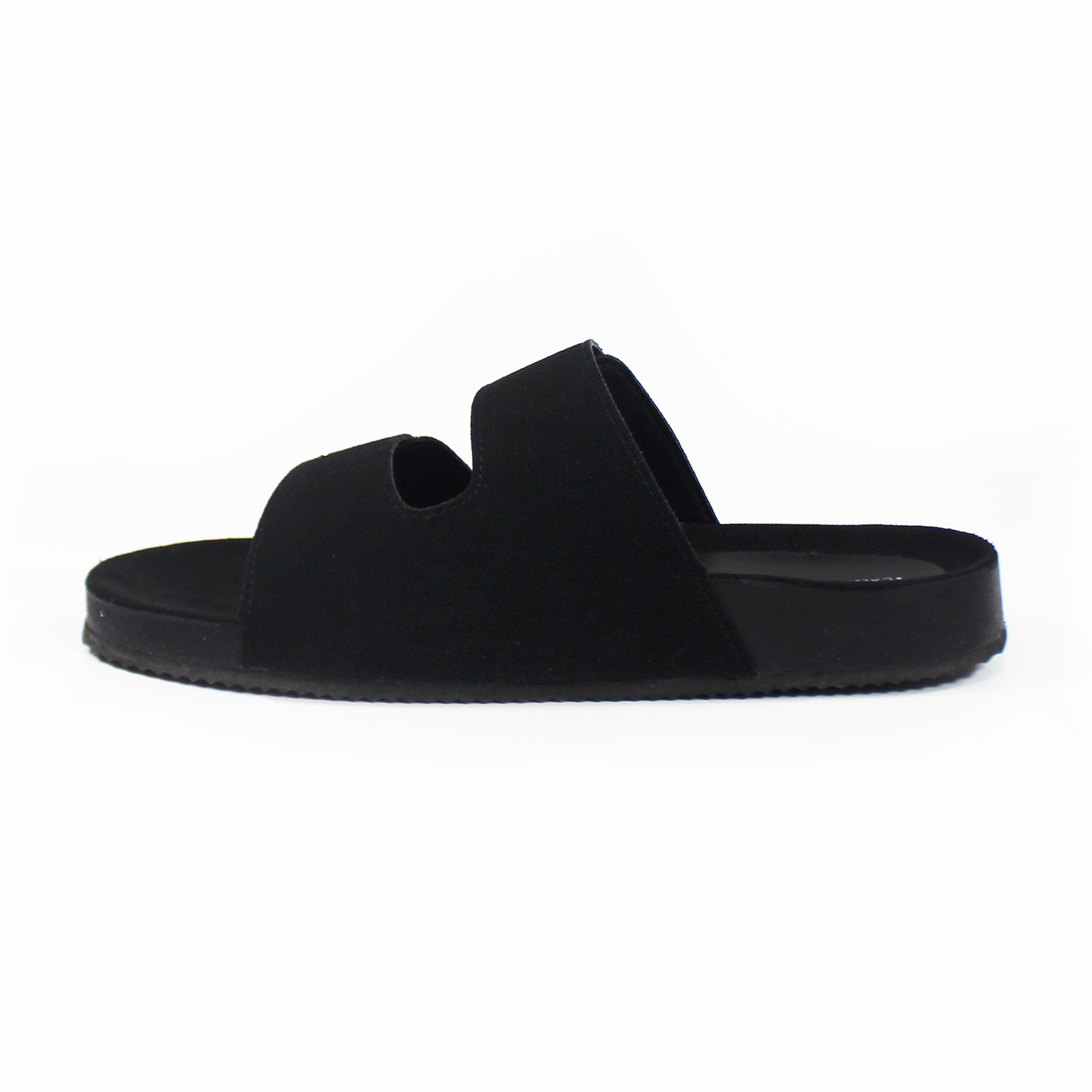 Sandalias de Piso Doble Hebilla Negro Gamuza de Dama TACZA