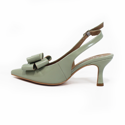 Zapatilla Puntal con Moño Slingback Verde Matcha Charol TACZA