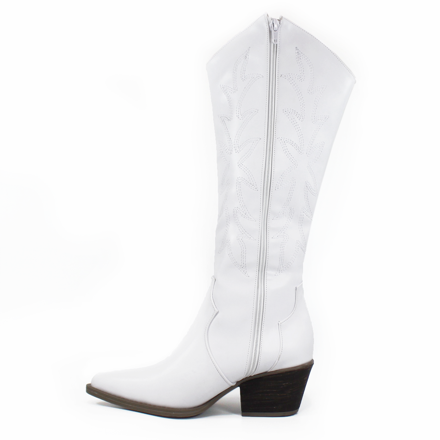 Bota Vaquera Alta Blanca con Bordado de Dama TACZA