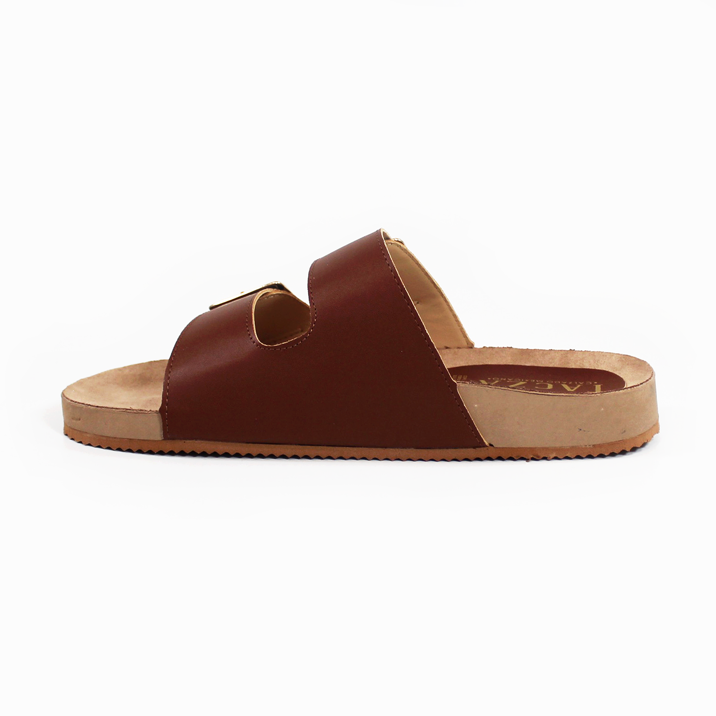 Sandalias de Piso Doble Hebilla Café de Dama TACZA