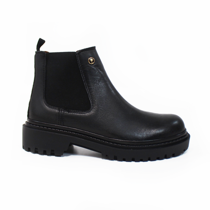 Botin Chelsea Negro de Piel con suela Track de Dama VERDE TABACO