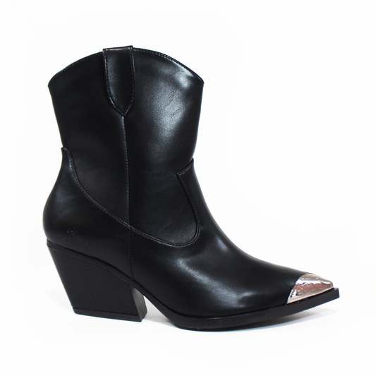 Botín Vaquera con Punta Metálica Negro Semipiel de Dama SENTIES