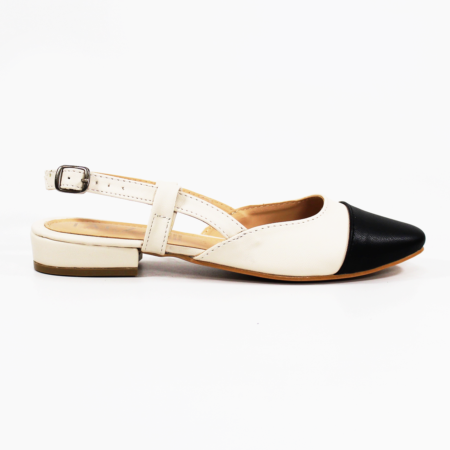 Flat Slingback tipo Chanel Bicolor Destalonado de Dama TACZA