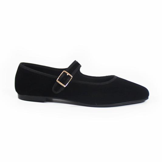 Flat Mary Jane Negro Ante con Confort LADY PAULINA