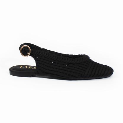 Flat Slingback Tejido Negro TACZA