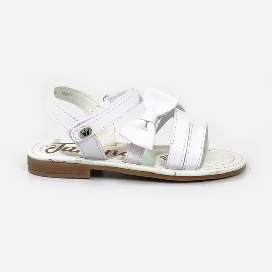 Sandalia de Niña Blanca con Moño y Velcro JAKUNA