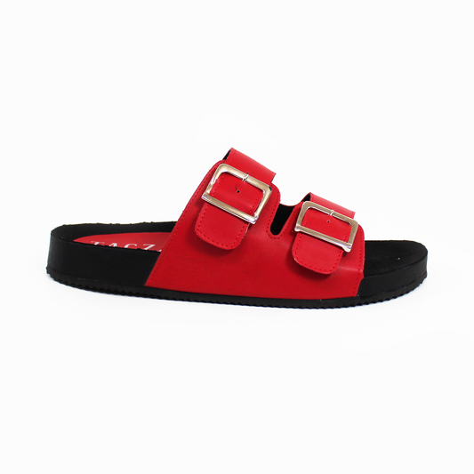 Sandalias de Piso Doble Hebilla Roja de Dama TACZA