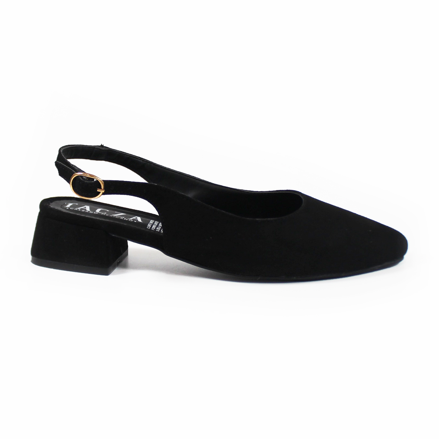 Zapatilla Slingback Destalonada Negro Ante TACZA