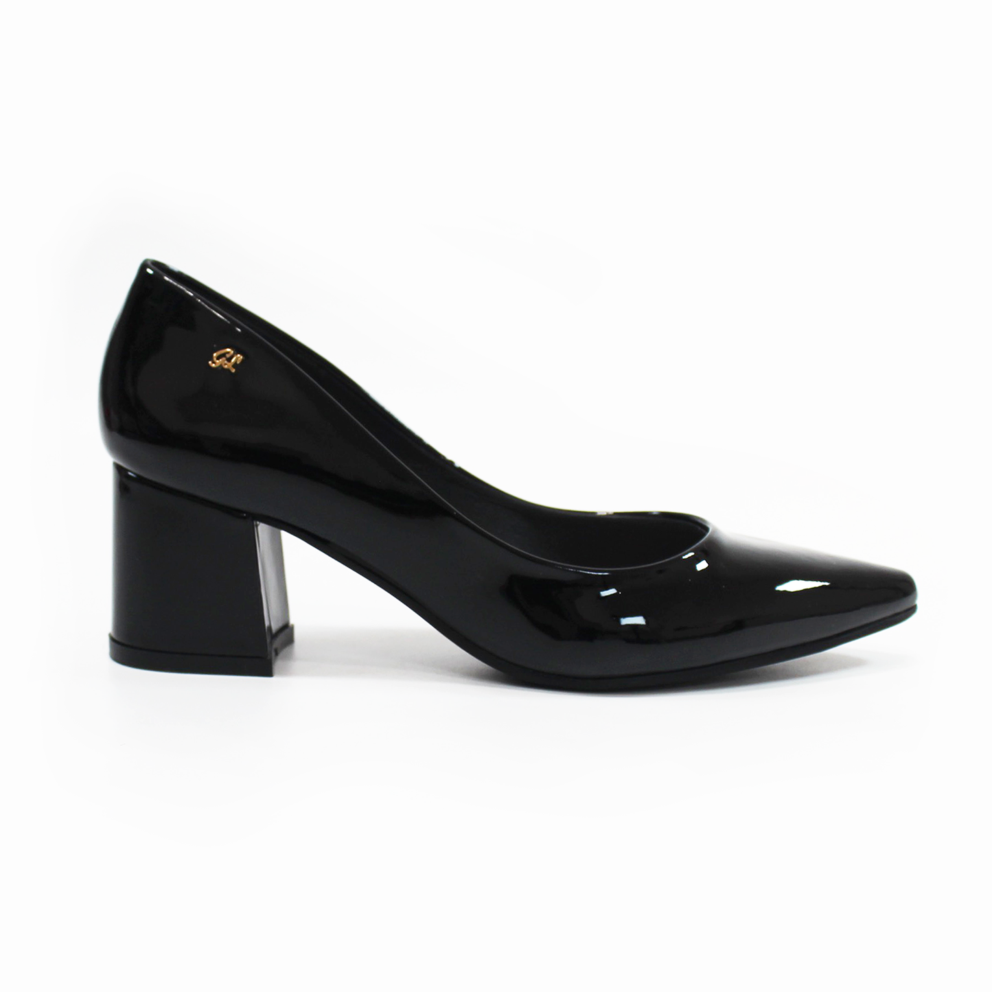 Zapatilla Tacón Bajo Cuadrado Negro Charol con Memory Foam de Dama G.LOREN
