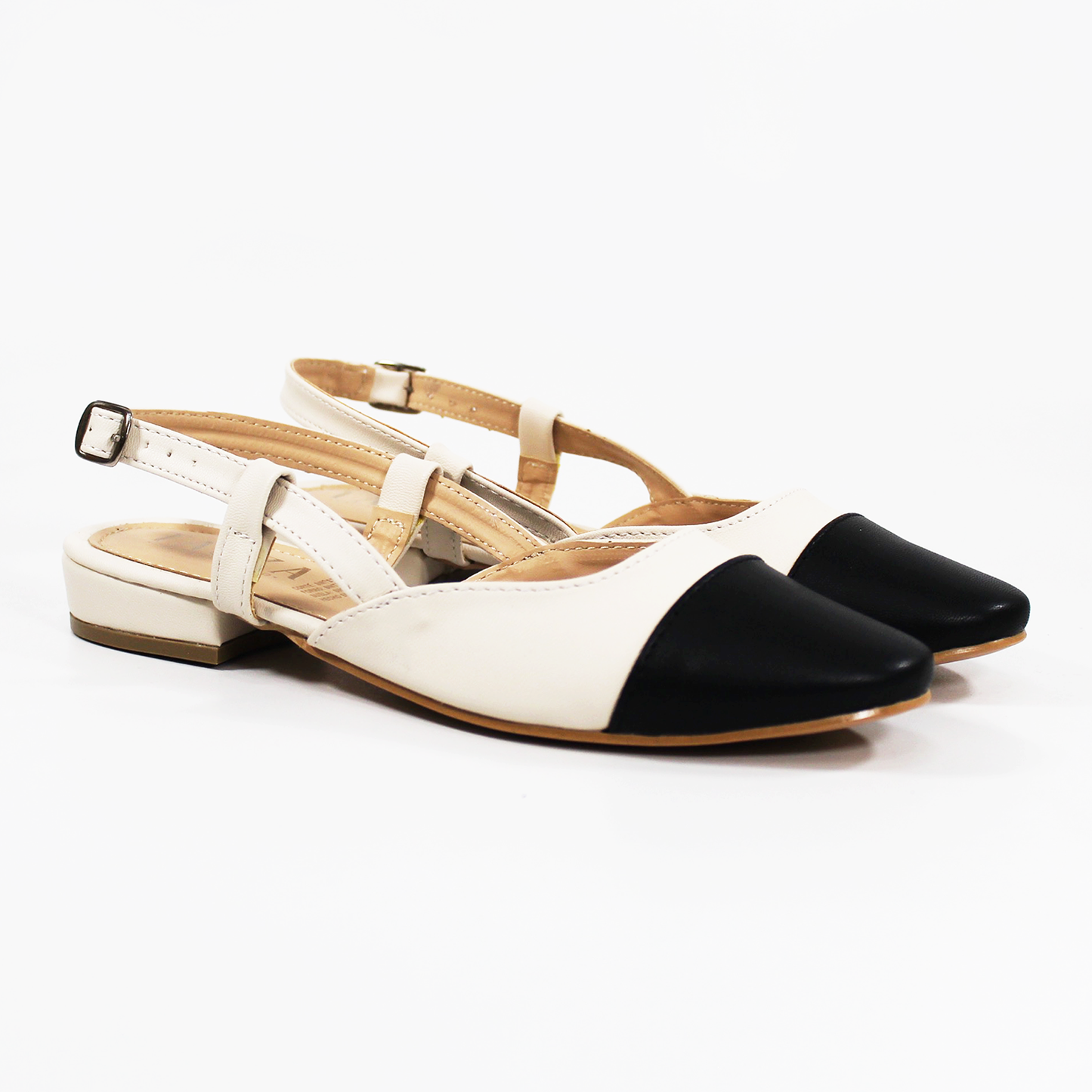 Flat Slingback tipo Chanel Bicolor Destalonado de Dama TACZA