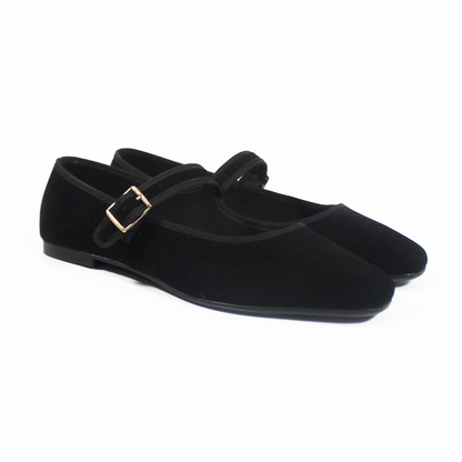 Flat Mary Jane Negro Ante con Confort LADY PAULINA