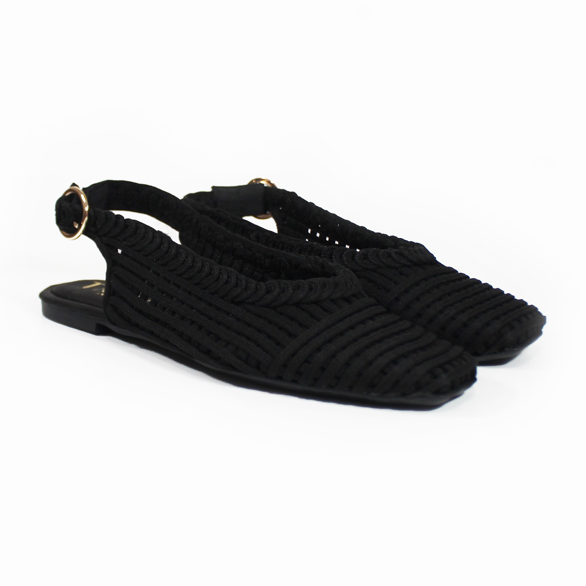 Flat Slingback Tejido Negro TACZA