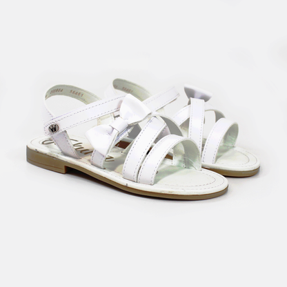 Sandalia de Niña Blanca con Moño y Velcro JAKUNA