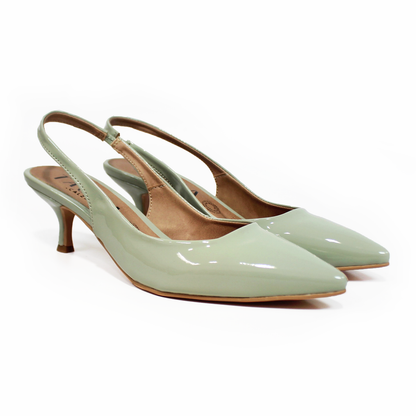 Zapatilla Kitten Verde Matcha Slingback de Dama TACZA