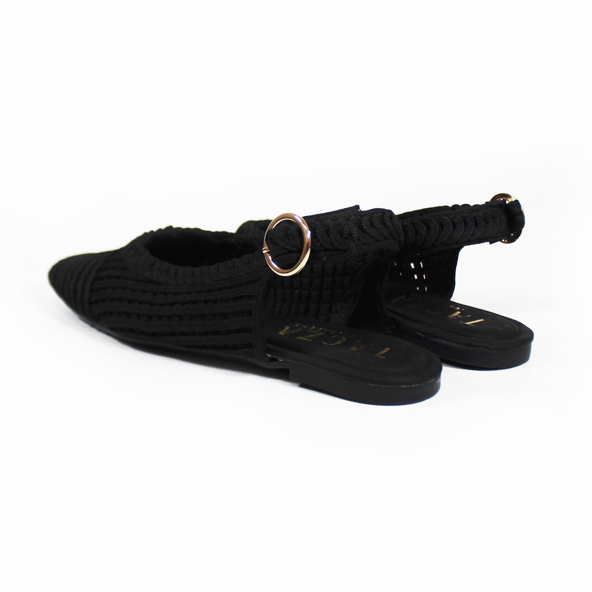 Flat Slingback Tejido Negro TACZA