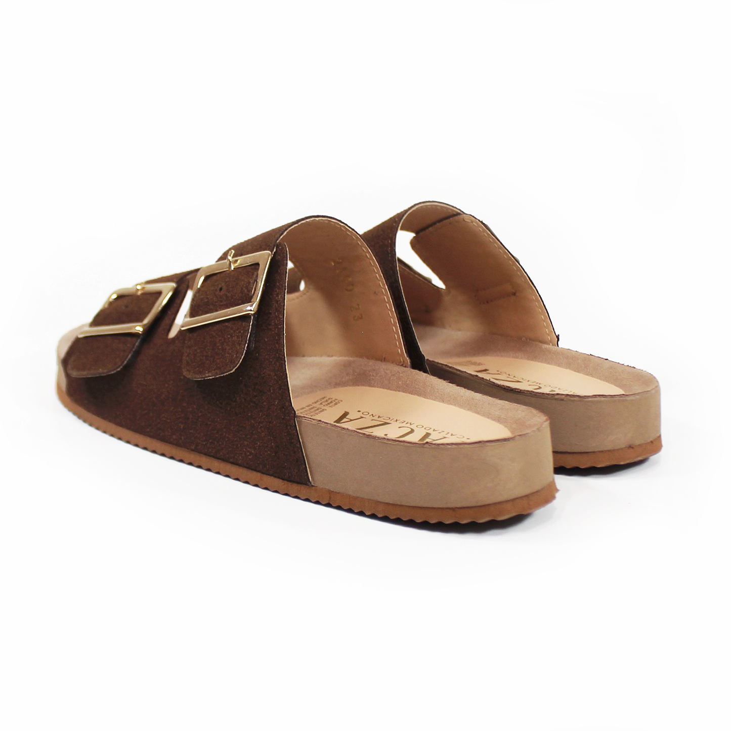 Sandalias de Piso Doble Hebilla Moka Gamuza de Dama TACZA