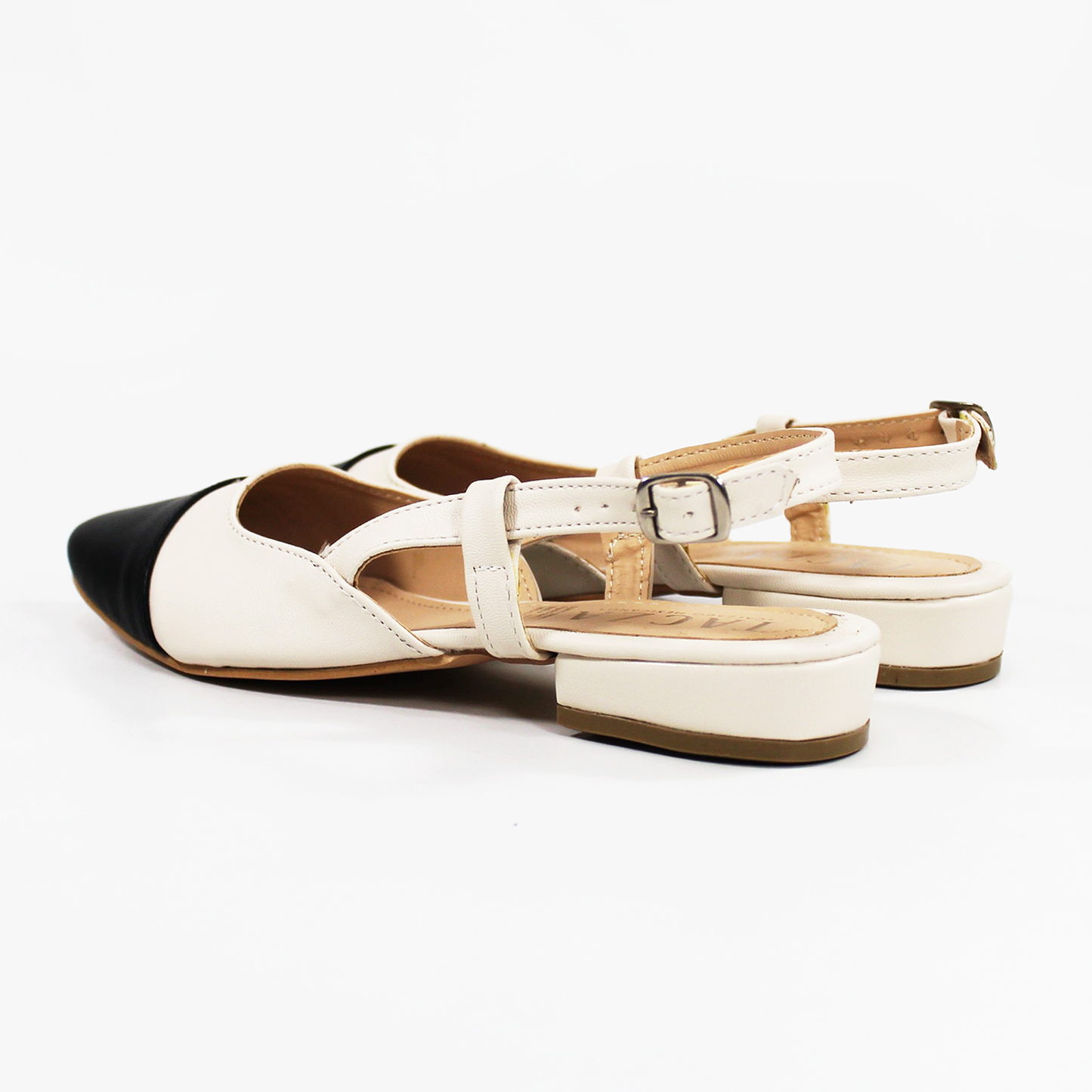 Flat Slingback tipo Chanel Bicolor Destalonado de Dama TACZA