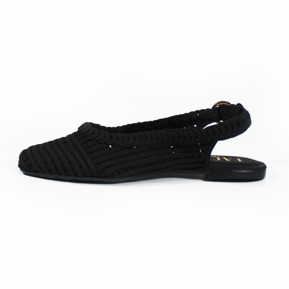 Flat Slingback Tejido Negro TACZA