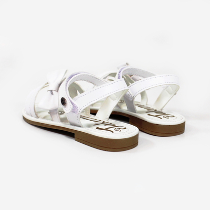 Sandalia de Niña Blanca con Moño y Velcro JAKUNA