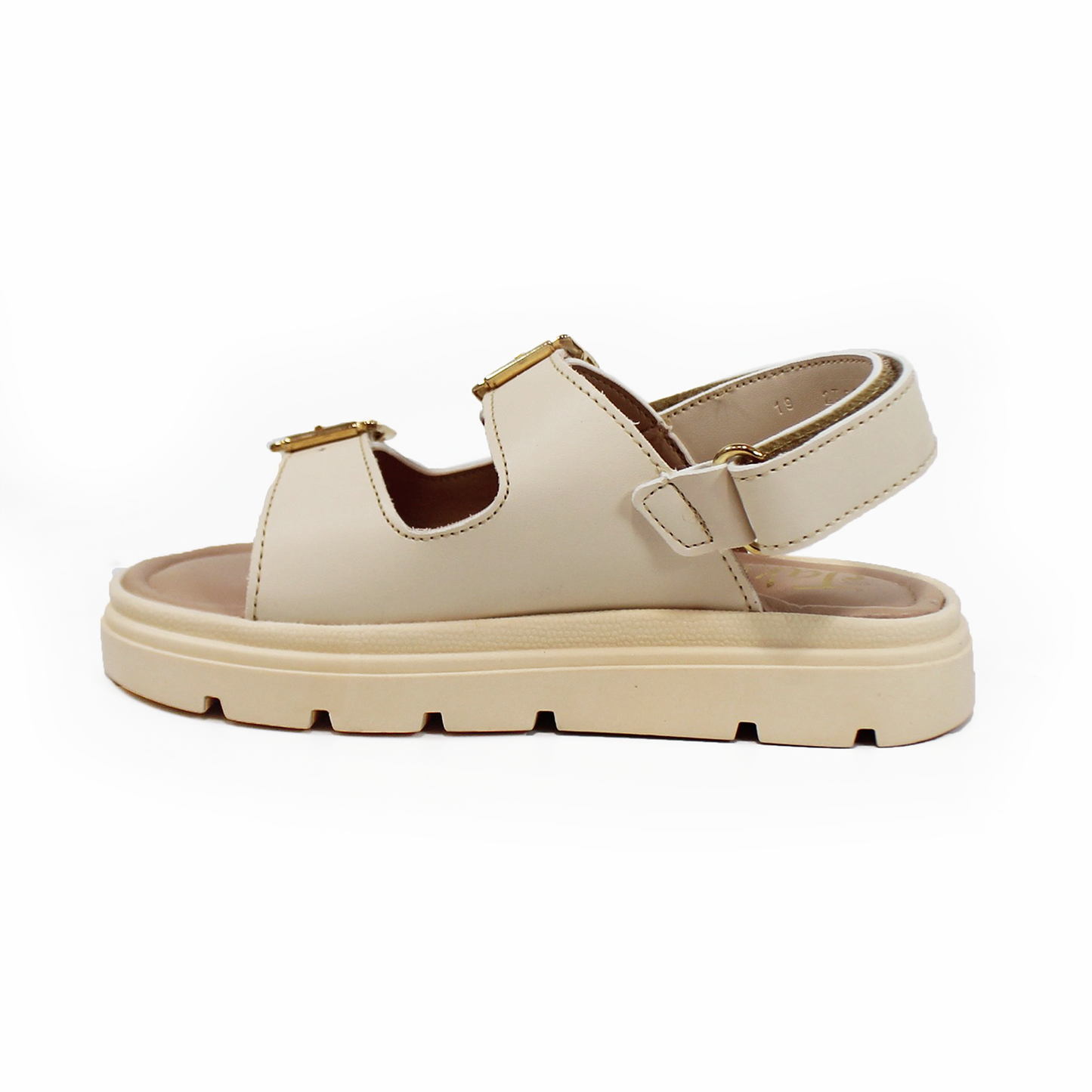 Sandalia de Niña Plataforma Doble Hebilla y Velcro color Mantequilla JAKUNA